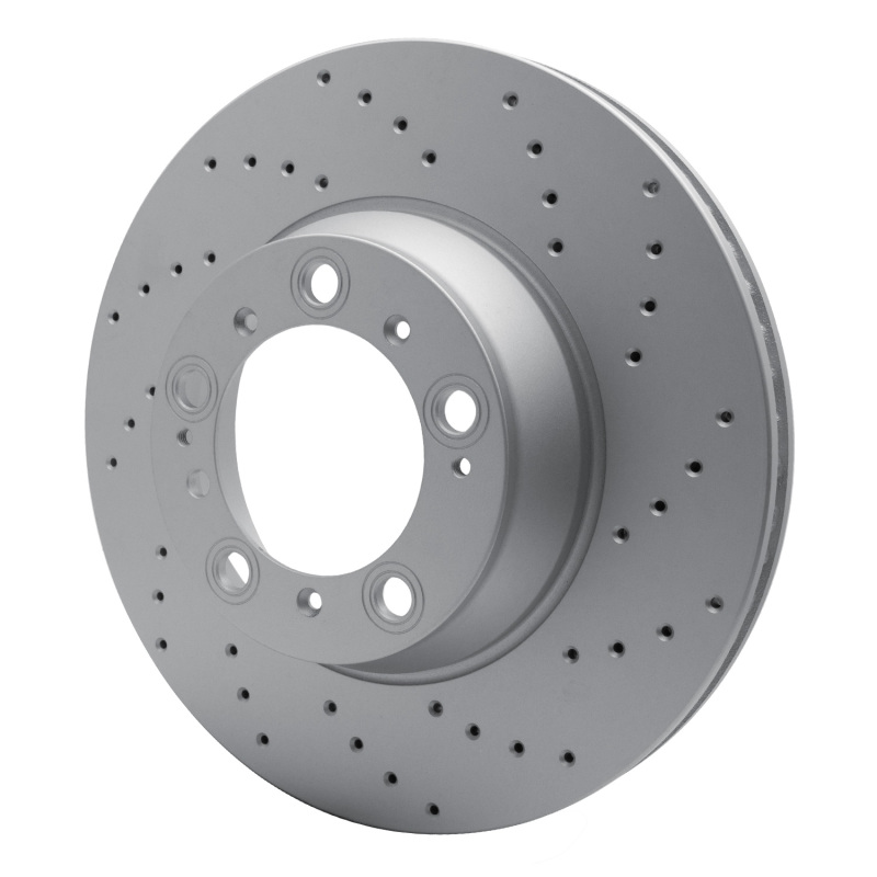Porsche 911 Brake Rotor (1) - Left Rear - R1 Concepts - GeoSPEC Coated - Drilled - `99-`23